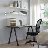 TROTTEN Desk, beige/anthracite, 140x80 cm