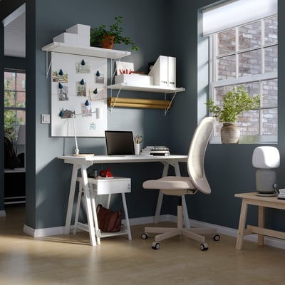 TROTTEN Desk, beige/white, 120x60 cm