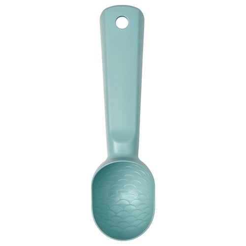A teal abs plastic ice-cream scoop with a simple, ergonomic handle and textured bowl.