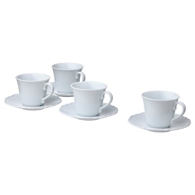 UPPLAGA Cup with saucer, white, 23 cl