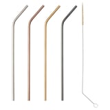 UPPSLUKAD Drinking straws/cleaning brush, stainless steel/multicolour