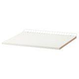 A white UTRUSTA shelf with a metal ventilation grille on top, featuring a flat, rectangular design with a melamine surface.