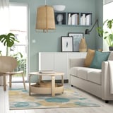 UTTAG Rug, low pile, circle pattern/light beige, 160x230 cm