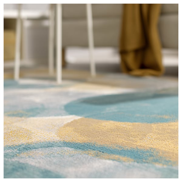 UTTAG Rug, low pile, circle pattern/light beige, 160x230 cm
