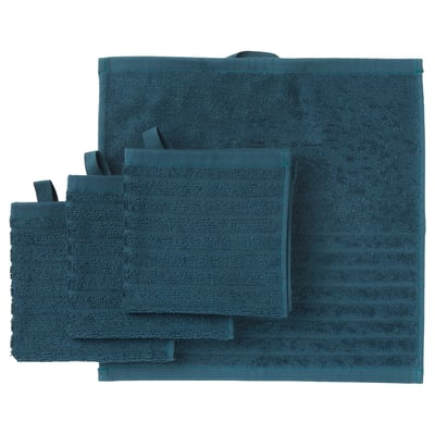 VÅGSJÖN Washcloth, dark blue, 30x30 cm