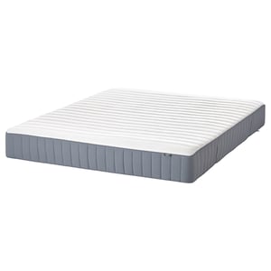 IKEA VALEVÅG mattress: grey, rectangular, firm, pocket springs, comfort zones.