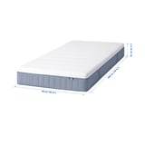 VALLBERGET Pocket sprung mattress, with coir super firm/light blue, 90x200 cm