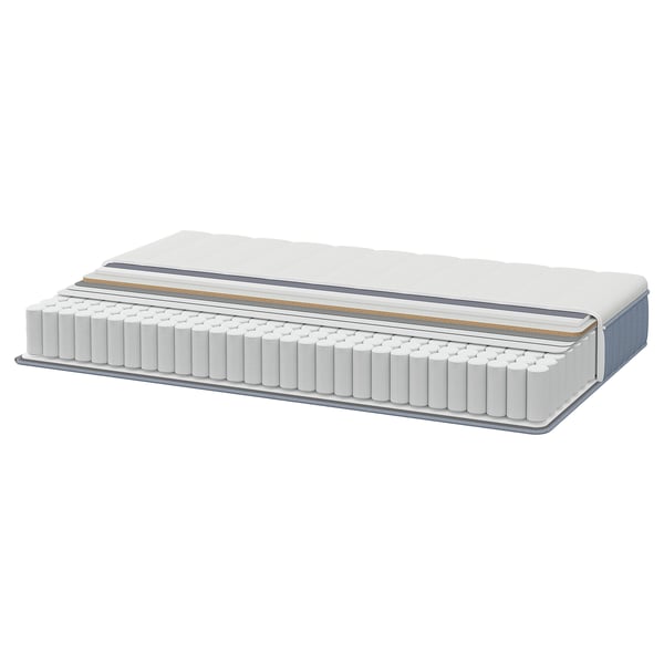 VALLBERGET Pocket sprung mattress, with coir super firm/light blue, 90x200 cm
