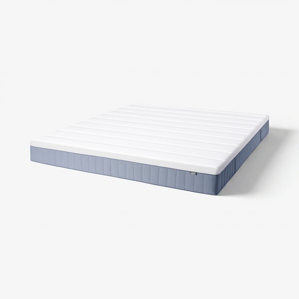VALLBERGET Pocket sprung mattress, with coir super firm/light blue, 150x200 cm