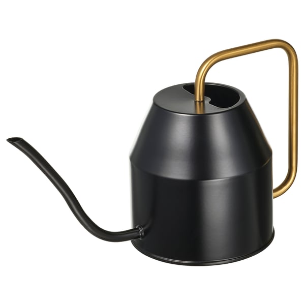 VATTENKRASSE Watering can, black/gold-colour, 0.9 l