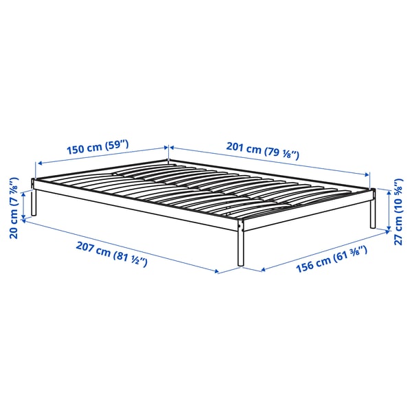 VEVELSTAD Bed frame with 2 headboards, white/Tolkning rattan, 150x200 cm