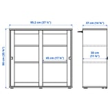 VIHALS Storage combination w glass doors, white/clear glass, 190x37x140 cm