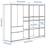 VIHALS Storage combination, white, 200x37x140 cm