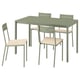 VIHALS Table and 4 chairs, green green/grey-green pine, 125x74 cm