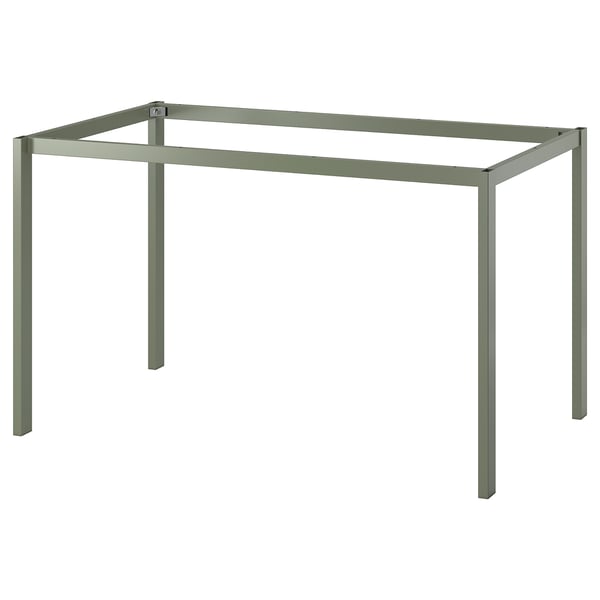 A green VIHALS table frame made of steel, designed simply and strongly.