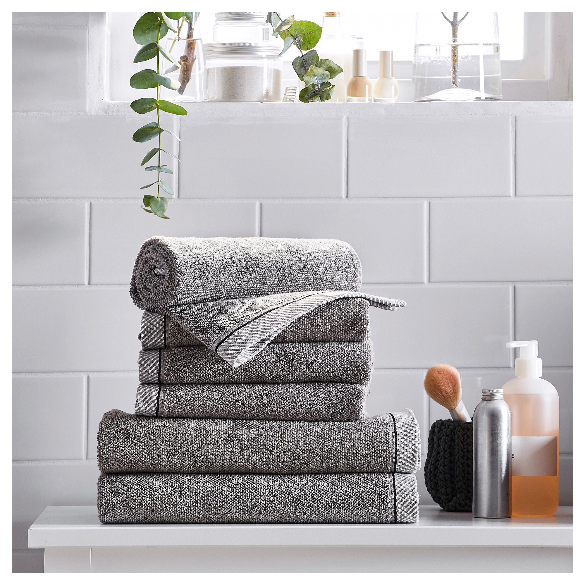 VIKFJÄRD Bath towel, grey, 70x140 cm IKEA