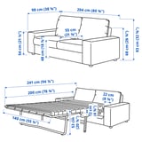 VIMLE 2-seat sofa-bed, with wide armrests/Saxemara light blue