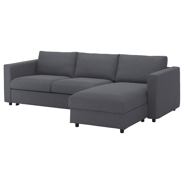 VIMLE 3-seat sofa-bed with chaise longue, Gunnared medium grey - IKEA