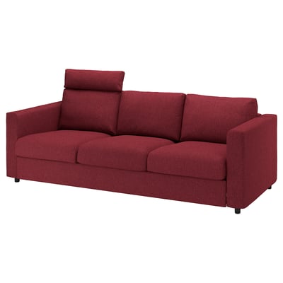 VIMLE 3-seat sofa, with headrest/Lejde red/brown