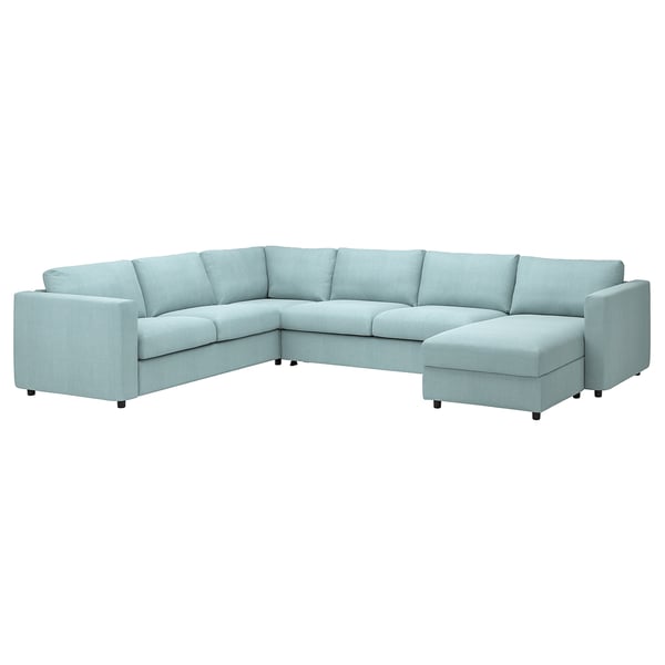 VIMLE Cvr crnr sofa, 5-seat w chaise lng, Saxemara light blue
