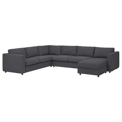 VIMLE Cvr crnr sofa-bed 5-seat w chs lng, Hallarp grey
