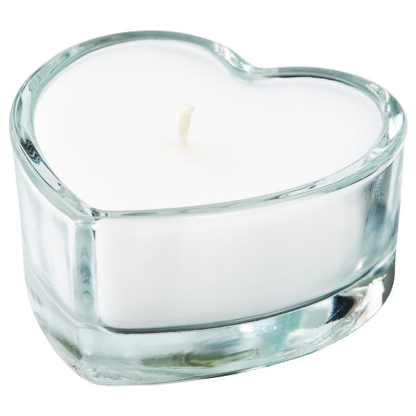 Vinterfest Unscented Candle In Glass Heart Clear Glass Ikea