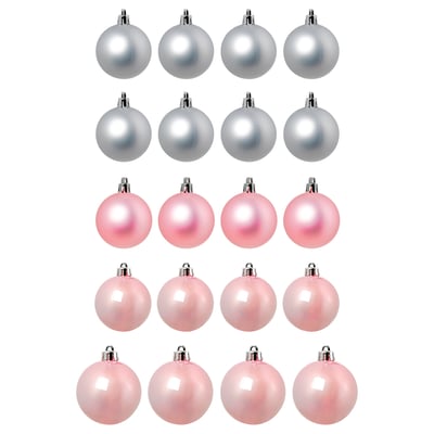 VINTERFINT Tree ornament set of 20, pink/silver-colour
