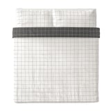 VITKLÖVER Duvet cover and 2 pillowcases, white black/check, 240x220/50x80 cm