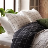 VITKLÖVER Duvet cover and 2 pillowcases, white black/check, 240x220/50x80 cm