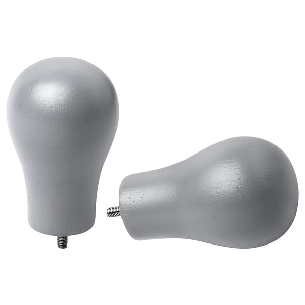 VITSKRÅP Finials, 1 pair, wood/grey