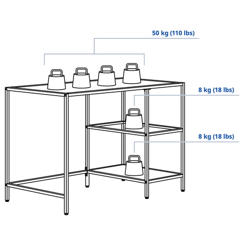 VITTSJÖ Desk, black-brown/glass, 110x60 cm
