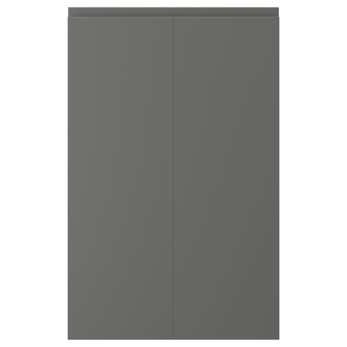 Grey VOXTORP kitchen cabinet doors with integrated handles, sleek and modern design.