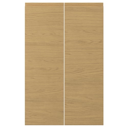 VOXTORP oak doors: modern, oak finish, particleboard, rectangular, integrated handles.