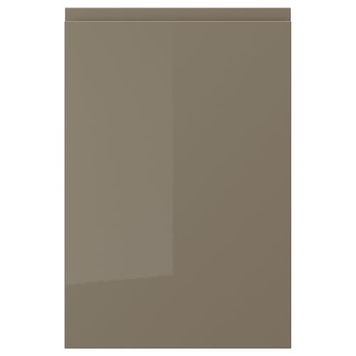 VOXTORP dark grey-brown high-gloss kitchen cabinet door, modern, rectangular.