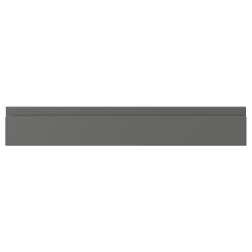 A dark grey VOXTORP cabinet front with sleek, minimalist design and integrated handles.
