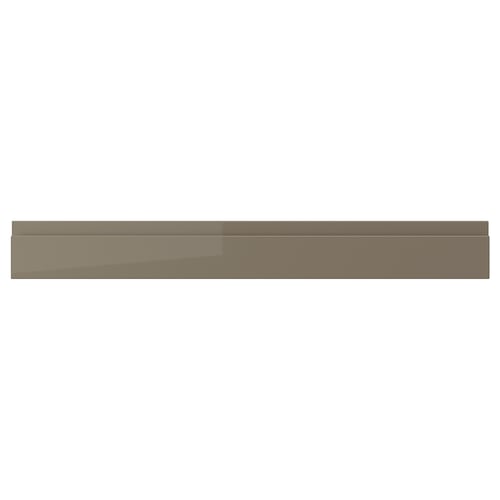 VOXTORP drawer front, dark grey-brown, glossy, rectangular, sleek, modern design with integrated handle.