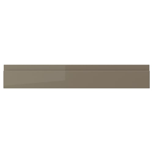 VOXTORP drawer front, dark grey-brown, glossy, rectangular, sleek, easy-clean.