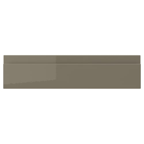 VOXTORP drawer front, dark grey-brown, glossy, rectangle with smooth edges, sleek modern look.