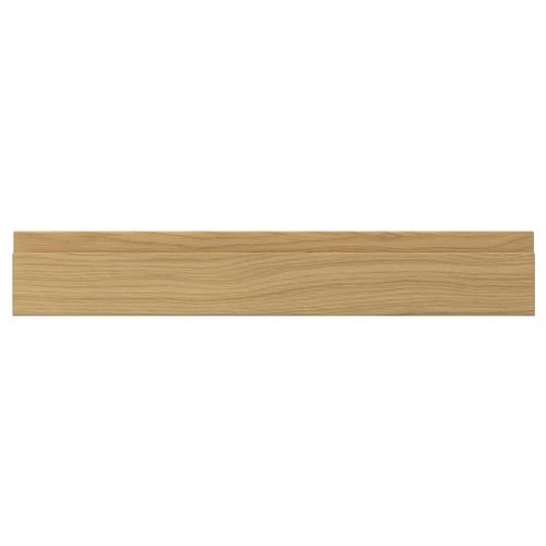 VOXTORP oak wood panel, sleek and modern, integrated handles, smooth finish, warm tones.