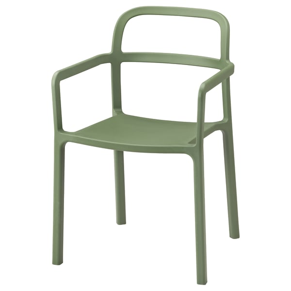 YPPERLIG Chair with armrests, green