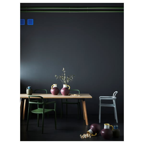 YPPERLIG Chair with armrests, light grey