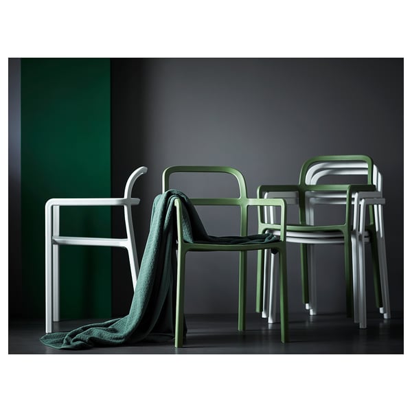 YPPERLIG Chair with armrests, light grey