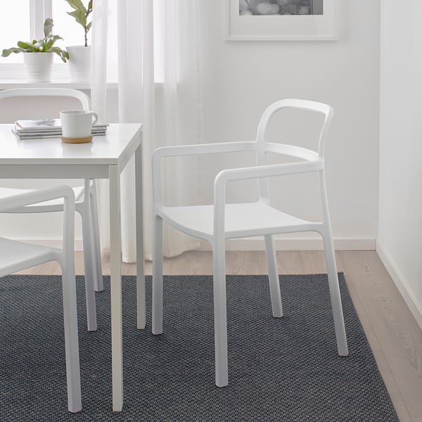 YPPERLIG Chair with armrests, light grey