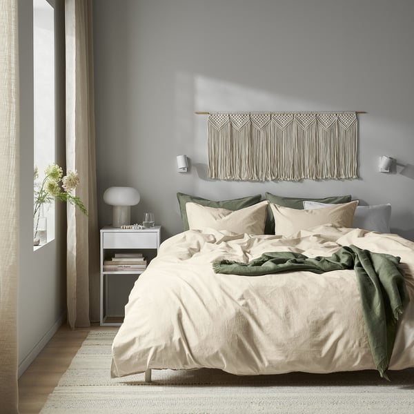 ÄNGSLILJA Sarung duvet dan 2 sarung bantal, asli, 200x200/50x80 cm