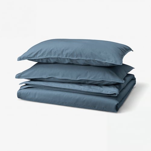 ÄNGSLILJA Sarung duvet dan 2 sarung bantal, biru gelap, 200x200/50x80 cm