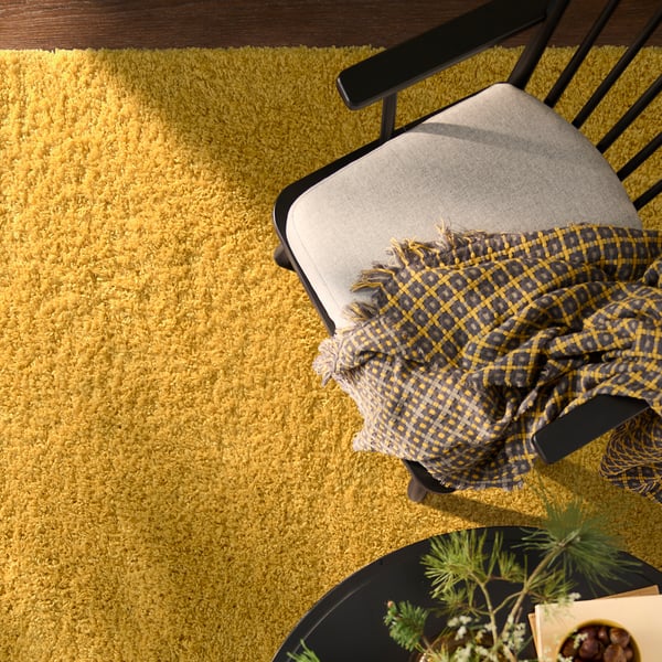 ÄRENDE Ambal, bulu tebal, kuning, 120x180 cm