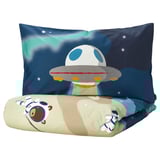 AFTONSPARV Sarung duvet dan sarung bantal, ruang/biru, 150x200/50x80 cm