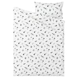 AFTONSPARV Sarung duvet dan sarung bantal, ruang putih/hitam, 150x200/50x80 cm