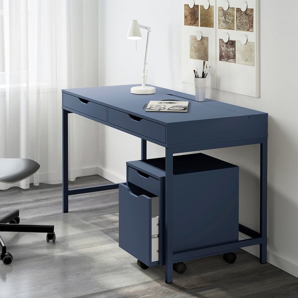 ALEX Unit laci beroda, hitam biru/hitam, 36x50 cm