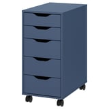 ALEX Unit laci beroda, hitam biru, 36x76 cm